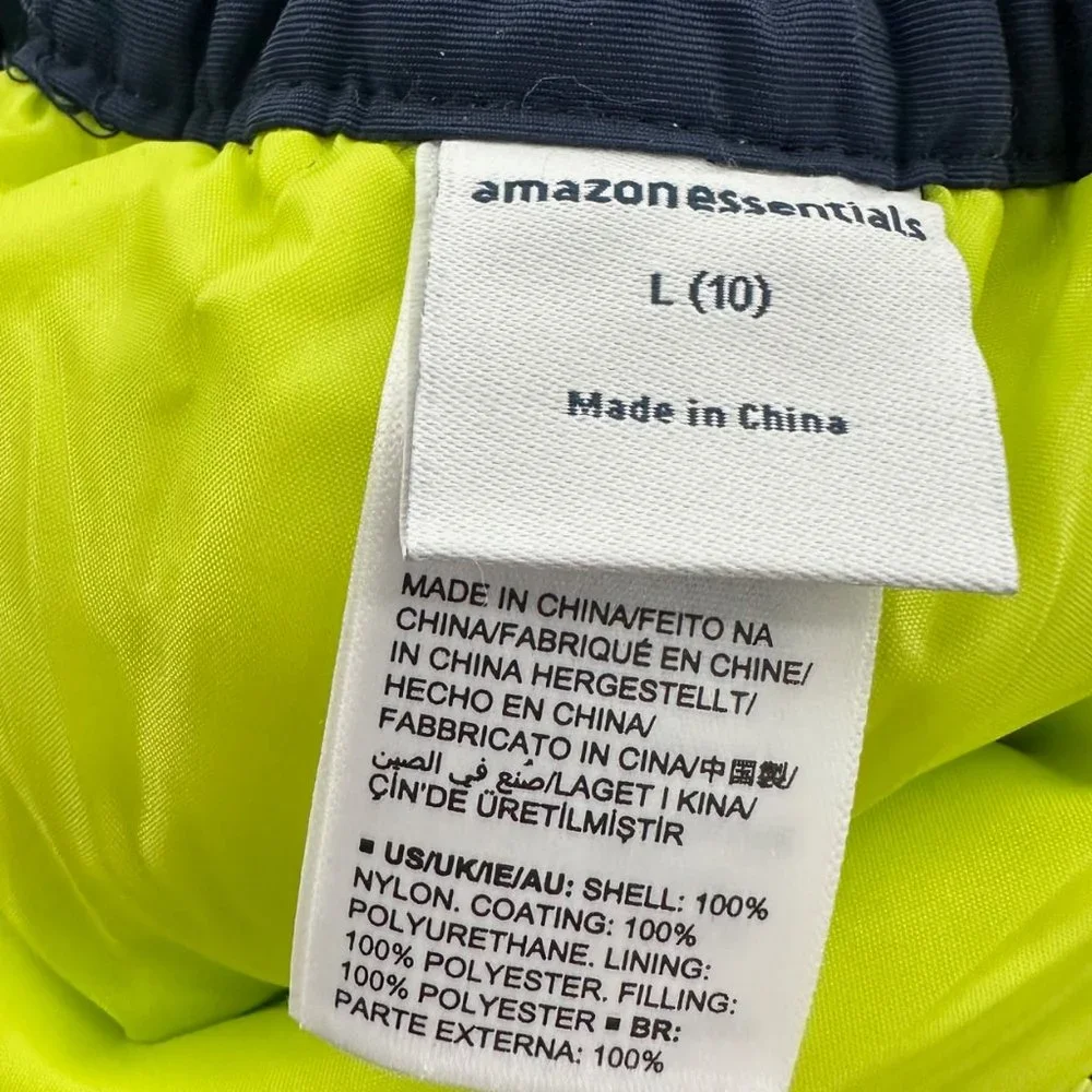 Essentials Boys Snow Pants Water‎ Resistant Navy Blue Neon Green Large (10) New